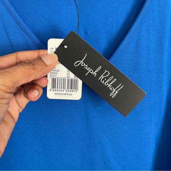 JOSEPH RIBKOFF | Cobalt Blue Dolman Sleeve V-Neck Top Sz 10 - Picture 4 of 6